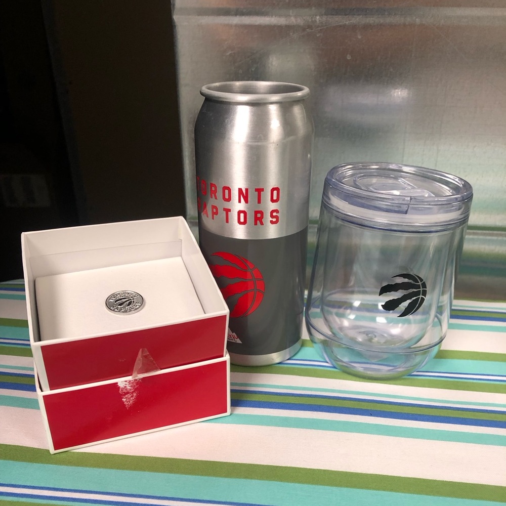 Toronto Raptors team pin - very 😎 PLUS sippy cup - brand new PLUS alumn beer cup